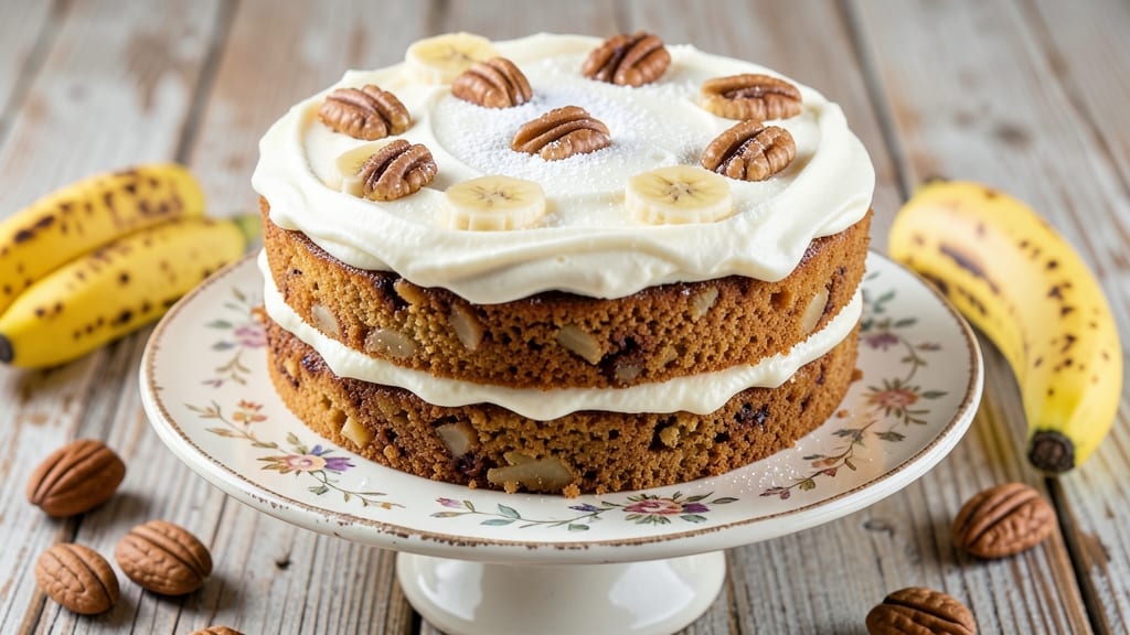 Banana Nut Cake Recipe With Cream Cheese Frosting: Velvety Layers and Tangy-Sweet Frosting