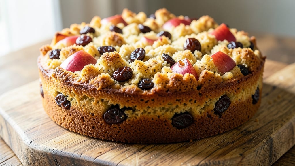 Apple Raisin Coffee Cake Recipe: Spiced Streusel Crown Over Moist Apple-Raisin Layers