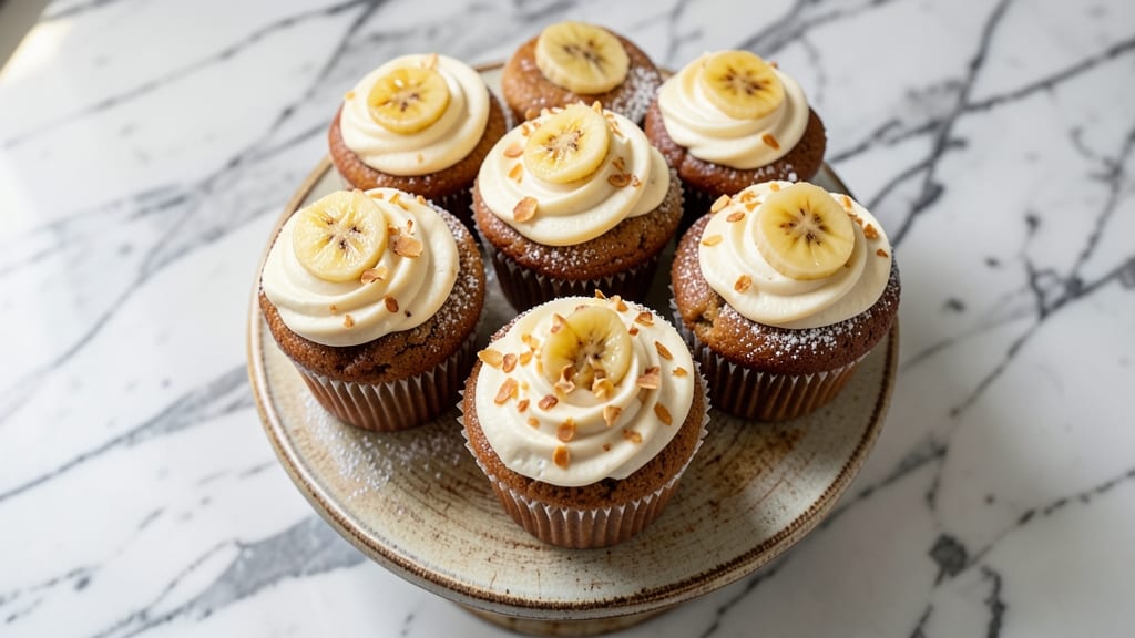 Banana Flavored Cupcakes Recipe: Swirls of Tropical Cream Cheese Frosting