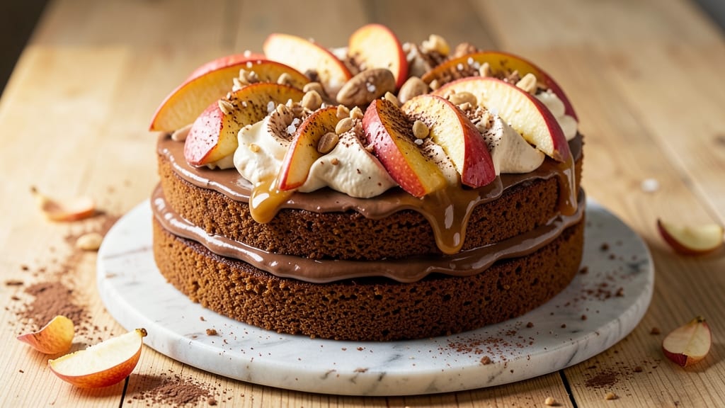 Apple German Chocolate Cake Recipe: Rum-Infused Streusel Hugs Moist Apple Layers
