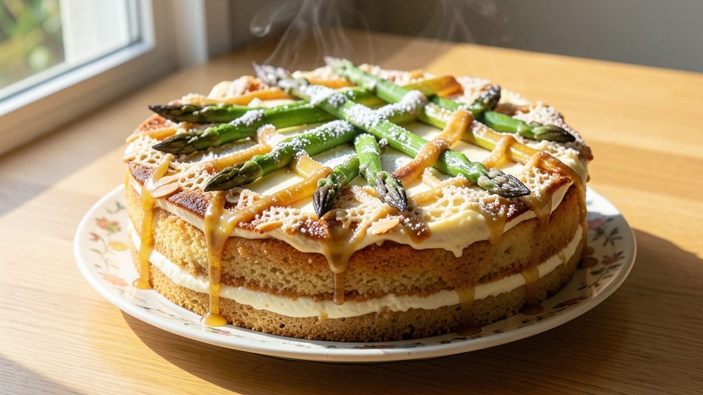 Asparagus Cake Recipe: Earthy Green Layers with Light Vanilla Frosting
