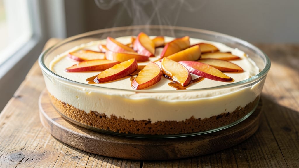 Apple Brandy Cheesecake Recipe: Boozy Caramelized Apple Streusel Crown