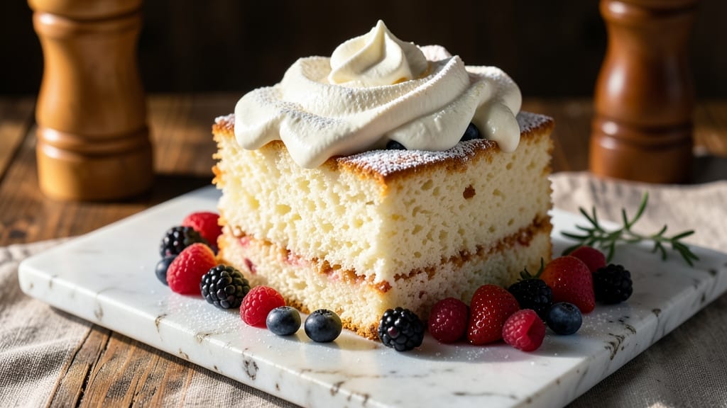 Angel Food Cake With Berries and Whipped Cream Recipe: Light-as-Air Layers With Fresh Fruit Sparkle