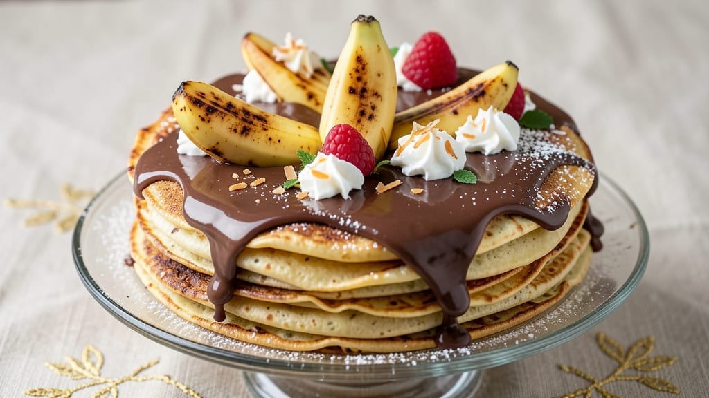 Banana Crepe Cake Recipe: Stacked Layers of Silky Sponge and Warm Rum Streusel