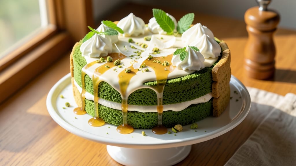 Asian Style Cake Recipe: Matcha White Chocolate Layers With Silky Mochi Texture