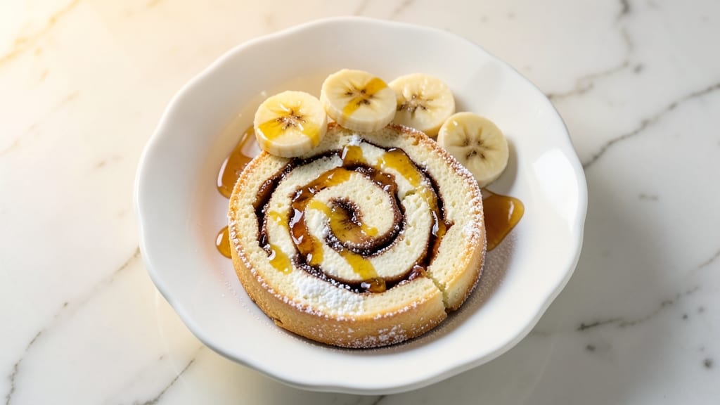 Banana Cream Cheesecake Roll Recipe: Swirled Cream Cheese and Banana Layers in a Crispy Parchment Roll