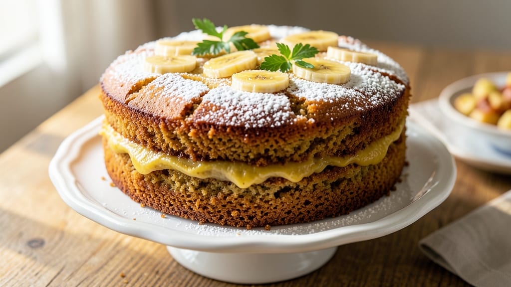 American Banana Cake Recipe: Warm Vanilla Spice with Caramelized Banana Streaks