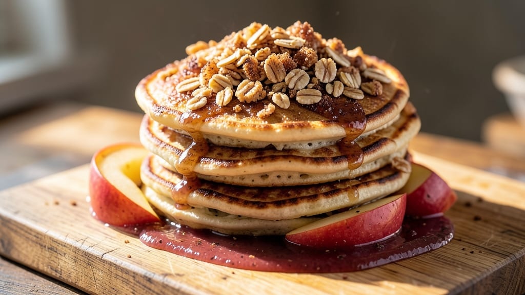 Apple Crisp Pancakes Recipe: Warm Spice Streusel Hugs Golden Apple Layers
