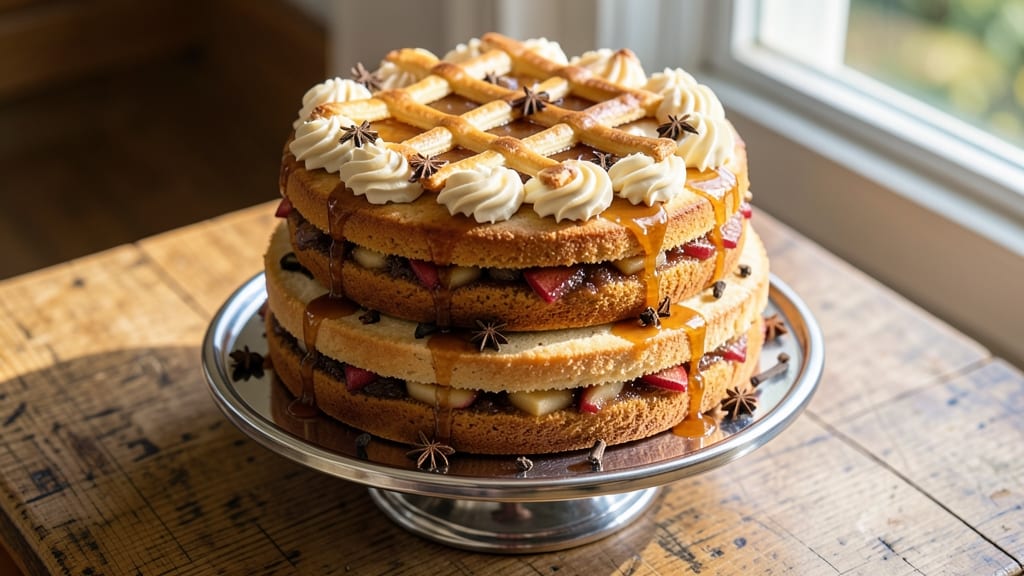 Apple King Cake Recipe: Spiced Rum Soaked Layers With Hidden Cherry Pecan Filling