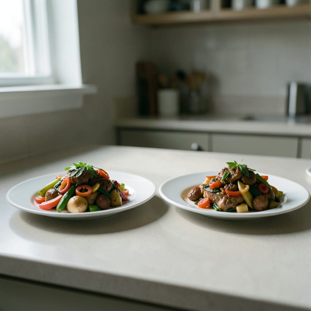 Two versions of the same dish, side by side