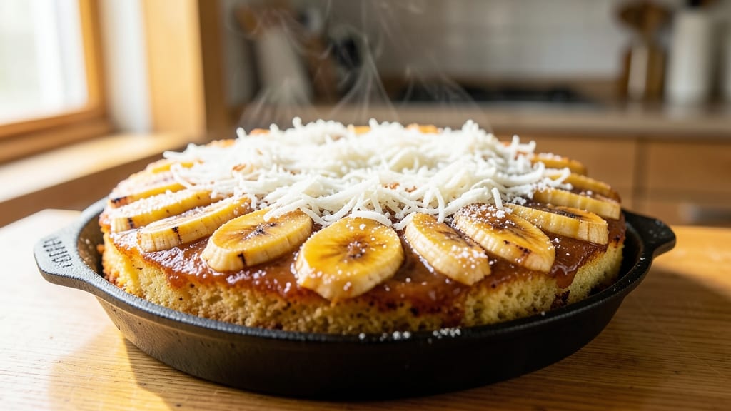 Banana Coconut Upside Down Cake Recipe: Caramelized Top With Tropical Crunch