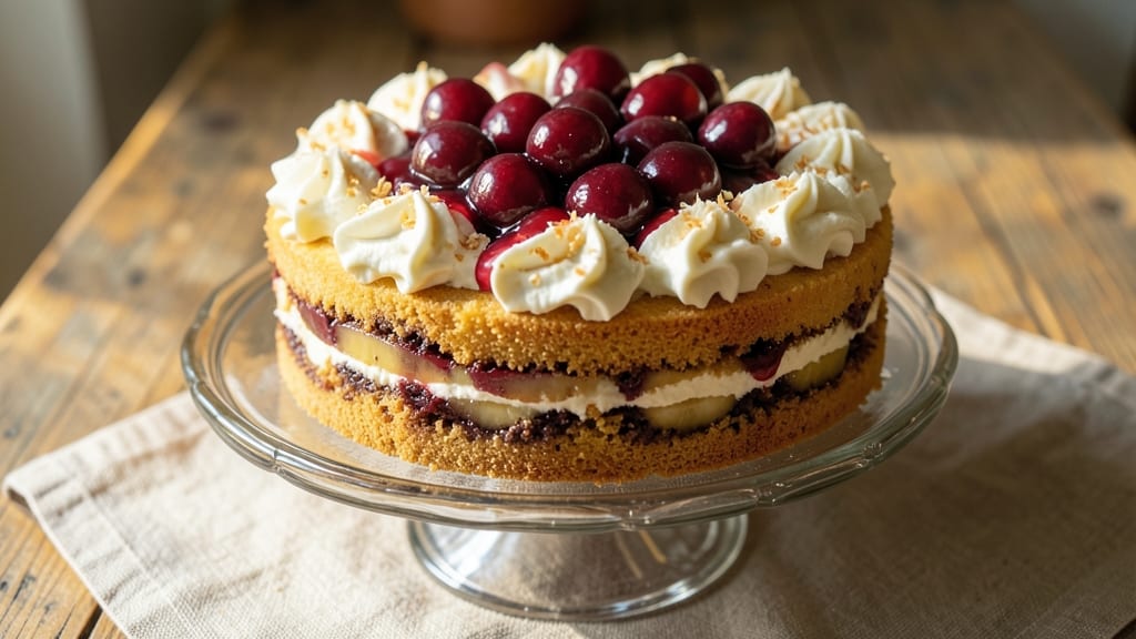 Banana and Cherry Cake Recipe: Layered Fruit Swirl With Crunchy Top
