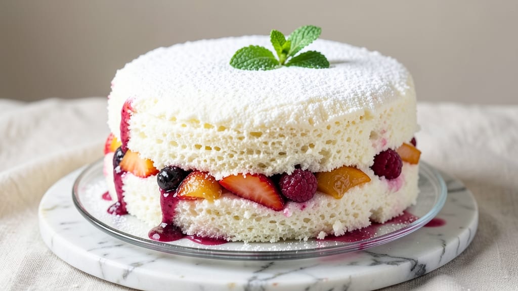 Angel Food Cake With Fruit Filling Recipe: Light-as-Air Layers With Bursting Berry Filling