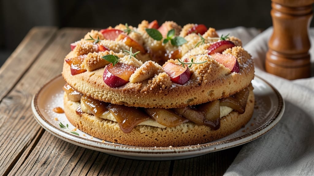 Apple Buckle Cake Recipe: Spiced Rum Streusel Hugs Warm Apple Layers
