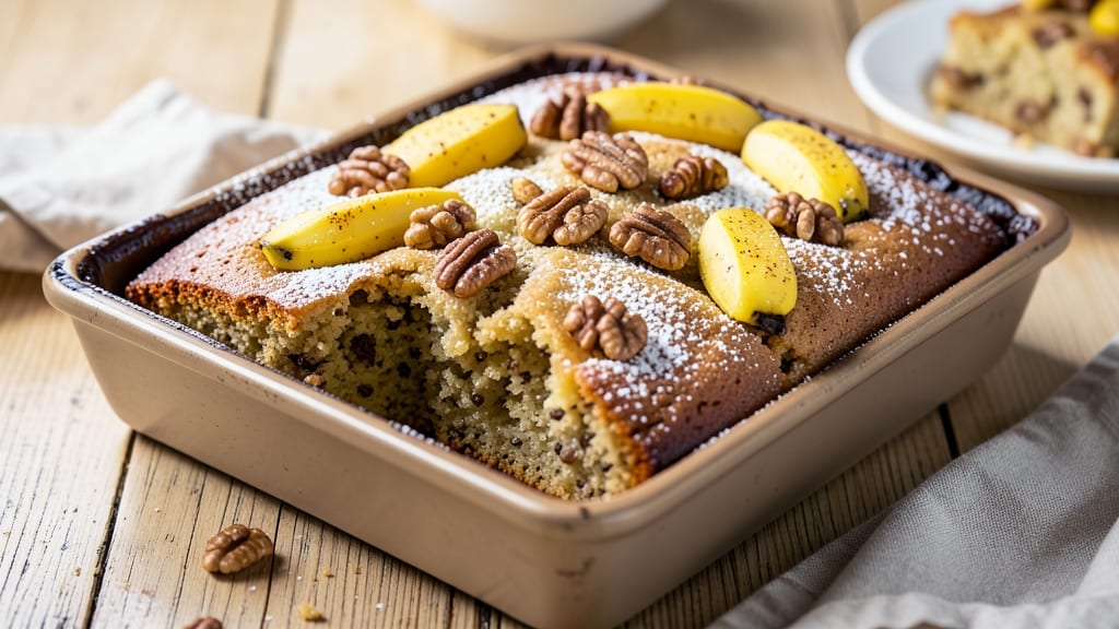 Banana Nut Coffee Cake Recipe: Toasted Walnut Crunch and Caramelized Banana Streaks